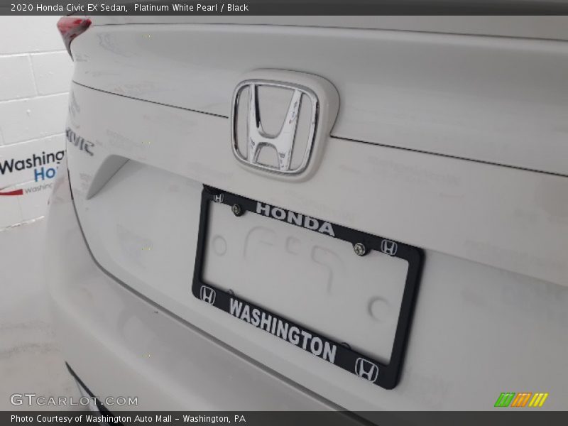 Platinum White Pearl / Black 2020 Honda Civic EX Sedan