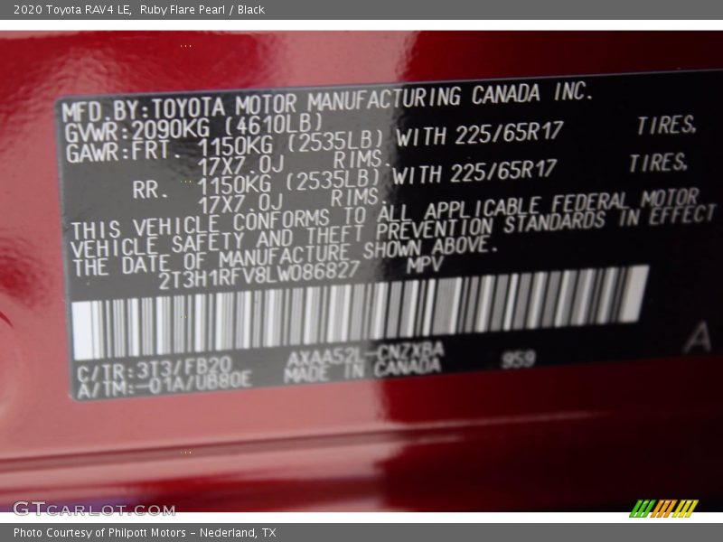 Ruby Flare Pearl / Black 2020 Toyota RAV4 LE