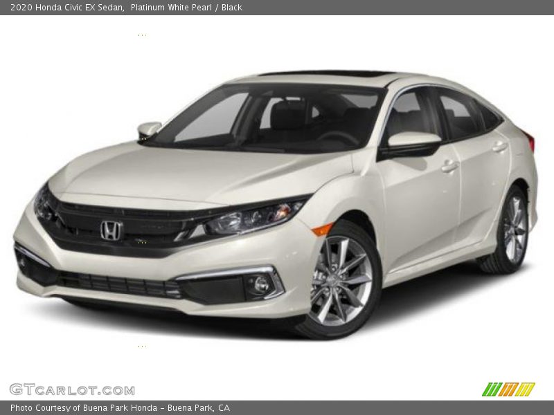 Platinum White Pearl / Black 2020 Honda Civic EX Sedan