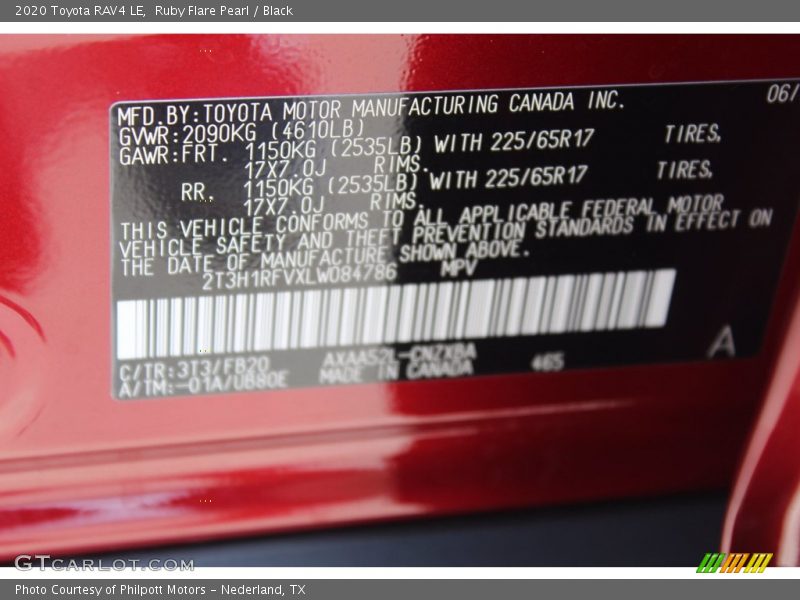 Ruby Flare Pearl / Black 2020 Toyota RAV4 LE