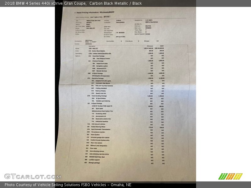 Carbon Black Metallic / Black 2018 BMW 4 Series 440i xDrive Gran Coupe