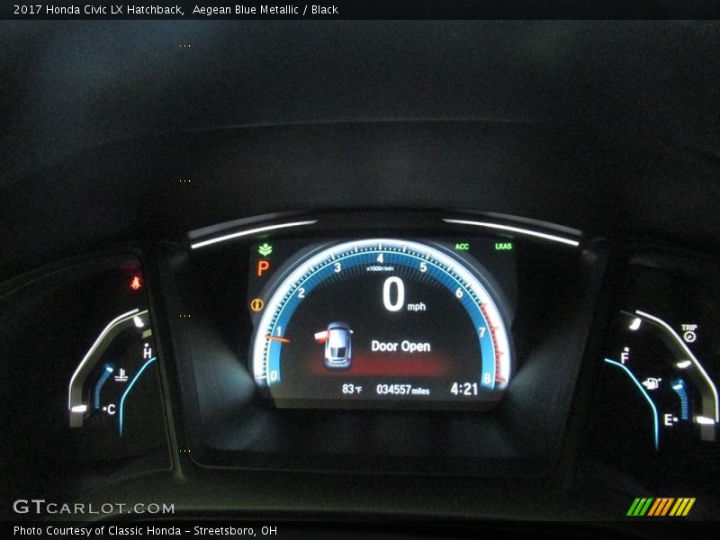 Aegean Blue Metallic / Black 2017 Honda Civic LX Hatchback