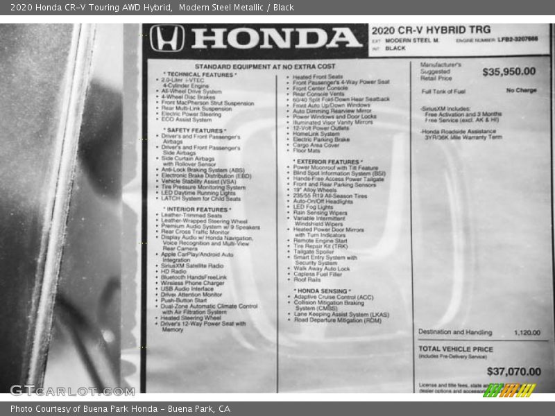 Modern Steel Metallic / Black 2020 Honda CR-V Touring AWD Hybrid