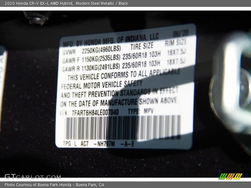 Modern Steel Metallic / Black 2020 Honda CR-V EX-L AWD Hybrid