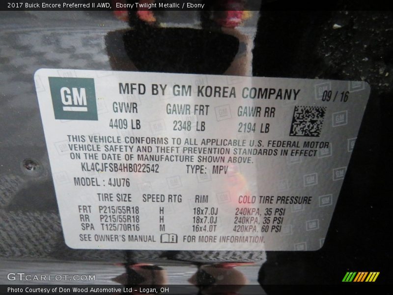 Ebony Twilight Metallic / Ebony 2017 Buick Encore Preferred II AWD