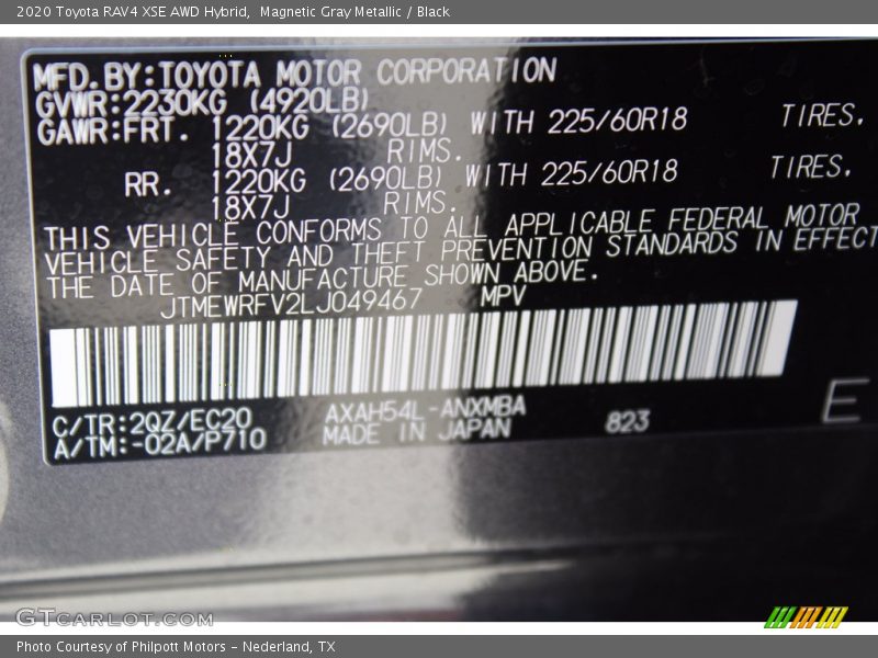 Magnetic Gray Metallic / Black 2020 Toyota RAV4 XSE AWD Hybrid