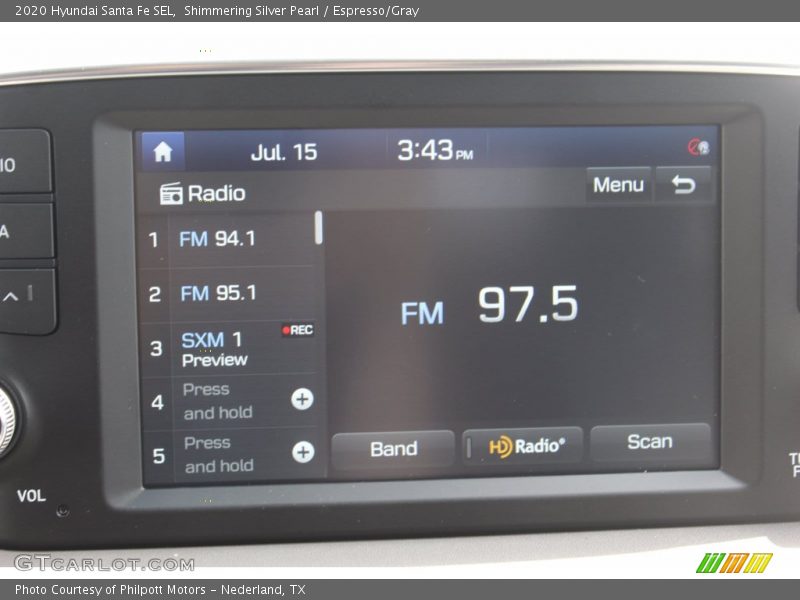 Shimmering Silver Pearl / Espresso/Gray 2020 Hyundai Santa Fe SEL