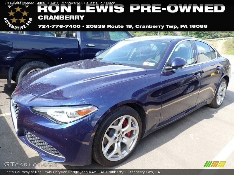 Montecarlo Blue Metallic / Black 2019 Alfa Romeo Giulia Ti AWD