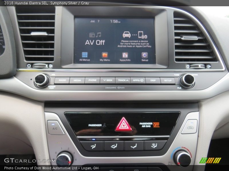 Symphony Silver / Gray 2018 Hyundai Elantra SEL