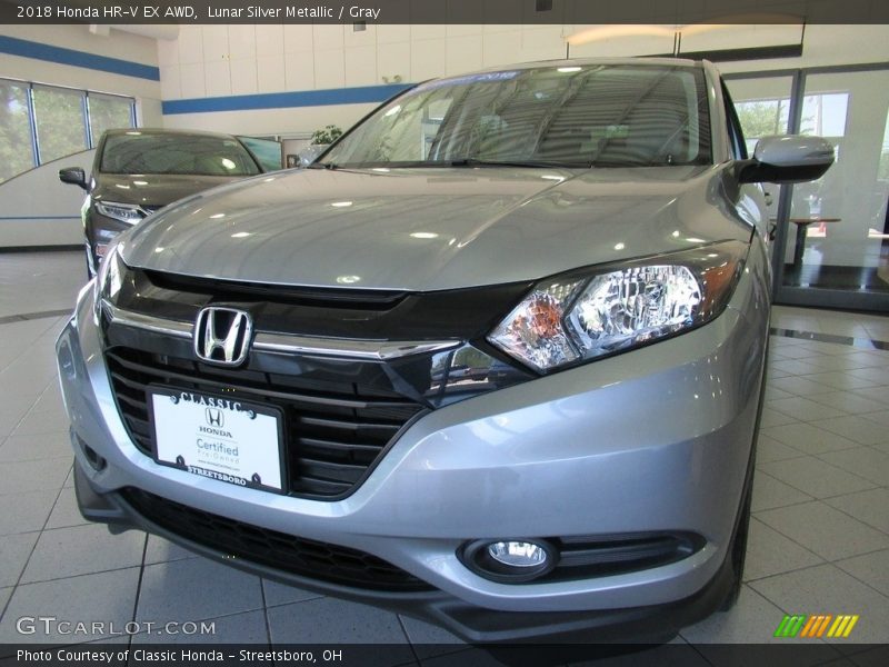 Lunar Silver Metallic / Gray 2018 Honda HR-V EX AWD