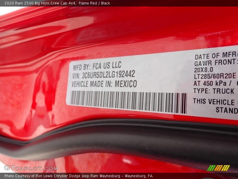 Flame Red / Black 2020 Ram 2500 Big Horn Crew Cab 4x4