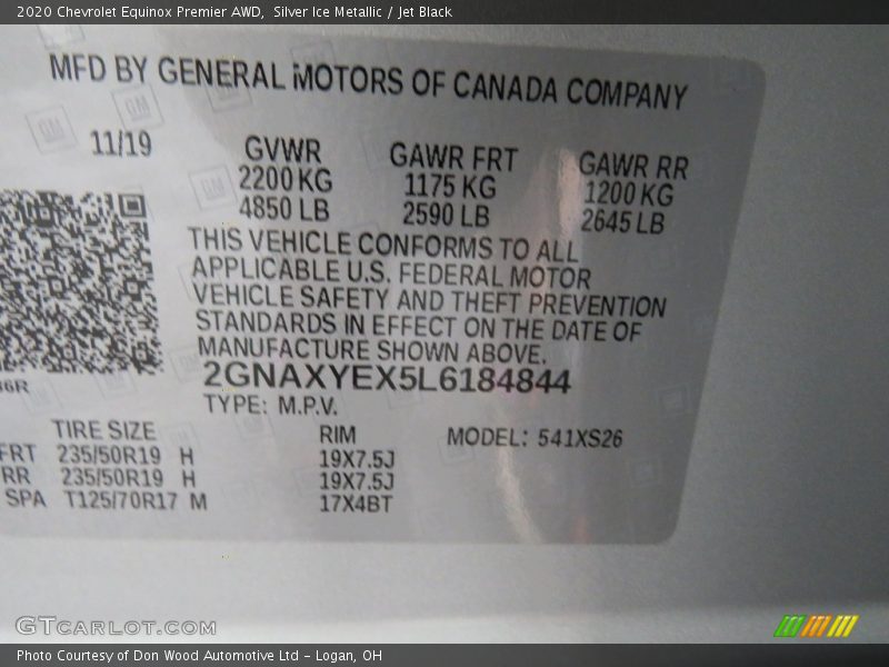 Silver Ice Metallic / Jet Black 2020 Chevrolet Equinox Premier AWD