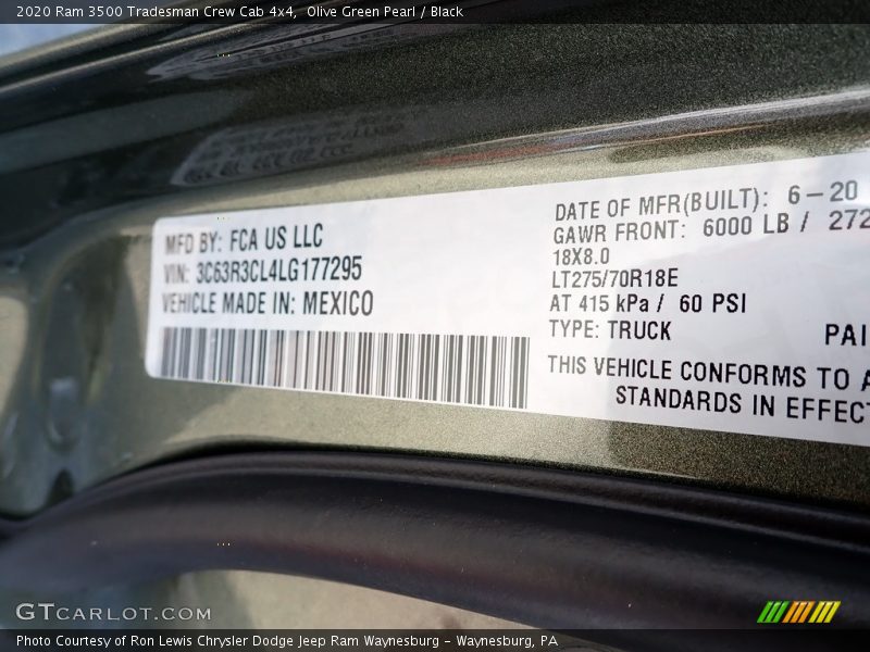 Olive Green Pearl / Black 2020 Ram 3500 Tradesman Crew Cab 4x4