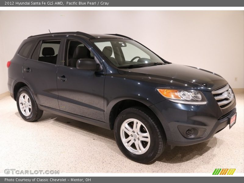 Pacific Blue Pearl / Gray 2012 Hyundai Santa Fe GLS AWD