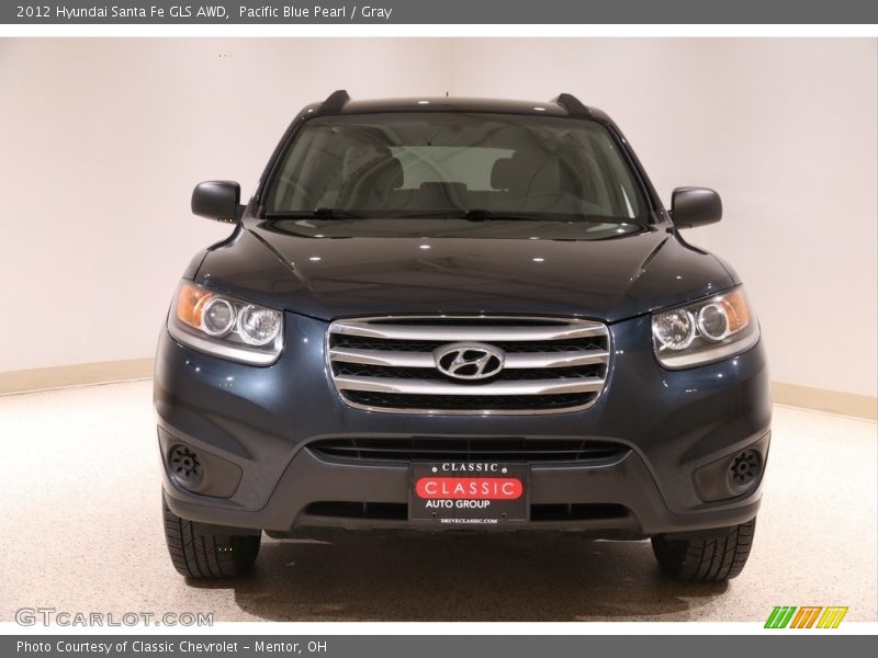 Pacific Blue Pearl / Gray 2012 Hyundai Santa Fe GLS AWD