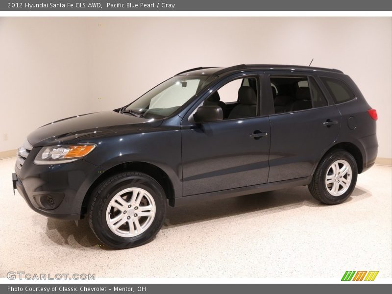 Pacific Blue Pearl / Gray 2012 Hyundai Santa Fe GLS AWD