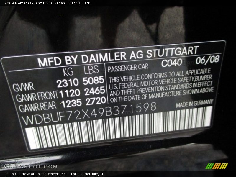 Black / Black 2009 Mercedes-Benz E 550 Sedan