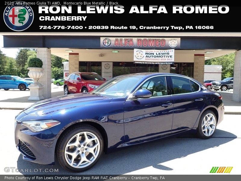 Montecarlo Blue Metallic / Black 2020 Alfa Romeo Giulia TI AWD