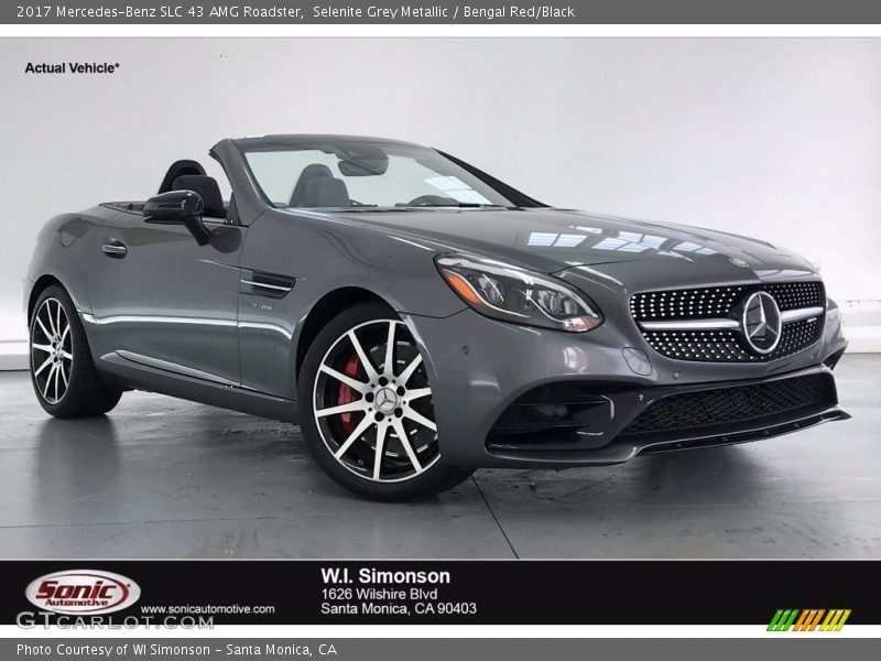 Selenite Grey Metallic / Bengal Red/Black 2017 Mercedes-Benz SLC 43 AMG Roadster