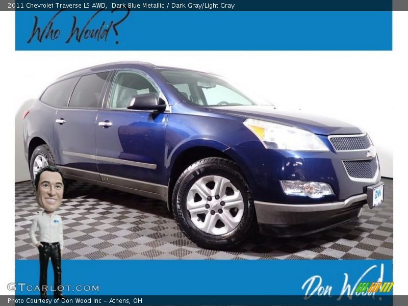 Dark Blue Metallic / Dark Gray/Light Gray 2011 Chevrolet Traverse LS AWD