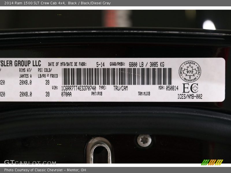 Black / Black/Diesel Gray 2014 Ram 1500 SLT Crew Cab 4x4