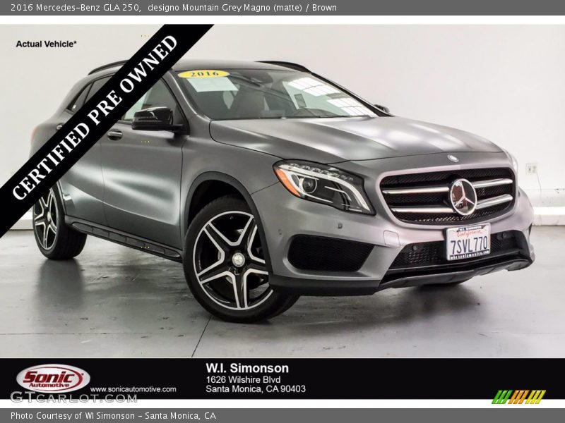 designo Mountain Grey Magno (matte) / Brown 2016 Mercedes-Benz GLA 250