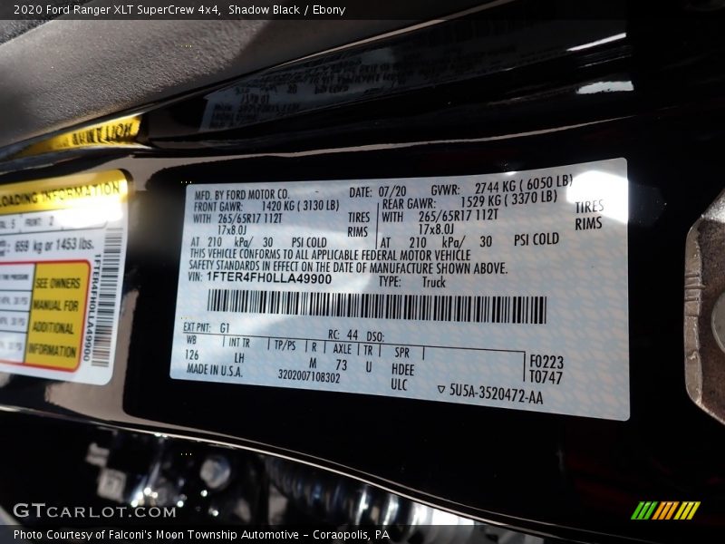 Shadow Black / Ebony 2020 Ford Ranger XLT SuperCrew 4x4