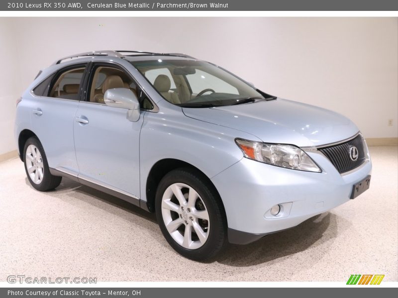 Cerulean Blue Metallic / Parchment/Brown Walnut 2010 Lexus RX 350 AWD