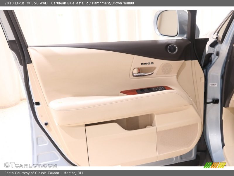 Cerulean Blue Metallic / Parchment/Brown Walnut 2010 Lexus RX 350 AWD