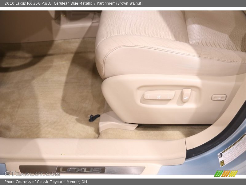 Cerulean Blue Metallic / Parchment/Brown Walnut 2010 Lexus RX 350 AWD