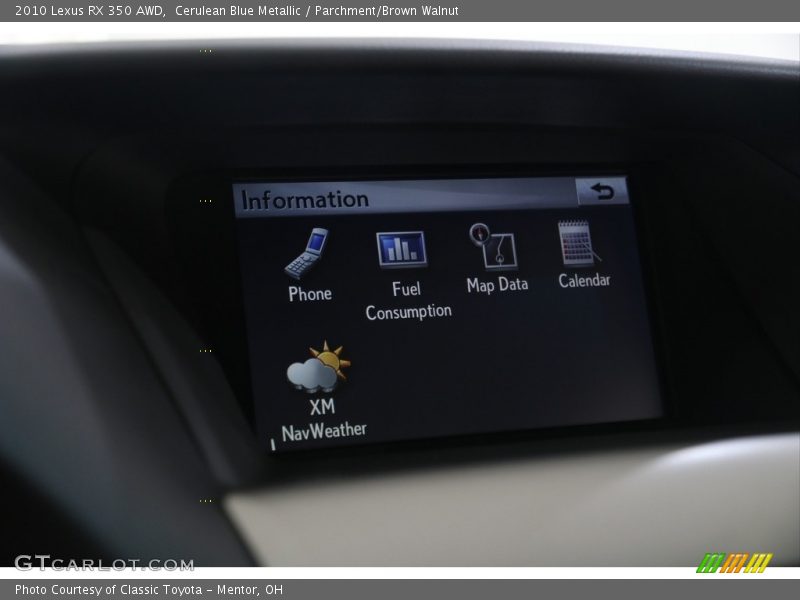 Cerulean Blue Metallic / Parchment/Brown Walnut 2010 Lexus RX 350 AWD