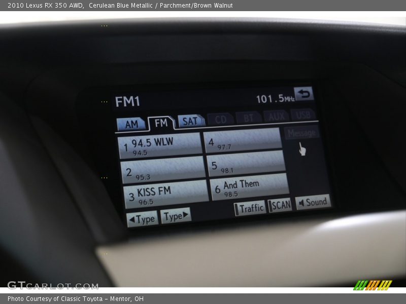 Cerulean Blue Metallic / Parchment/Brown Walnut 2010 Lexus RX 350 AWD