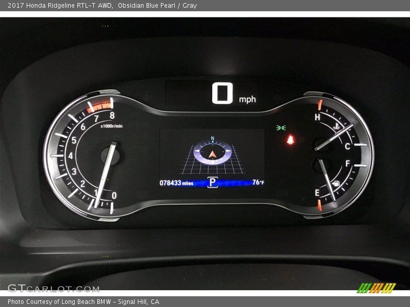 Obsidian Blue Pearl / Gray 2017 Honda Ridgeline RTL-T AWD