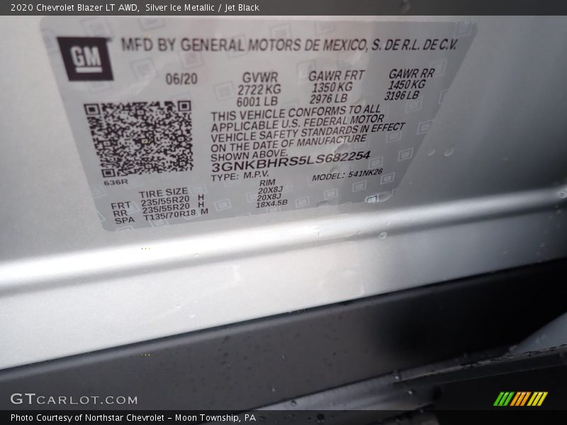 Silver Ice Metallic / Jet Black 2020 Chevrolet Blazer LT AWD