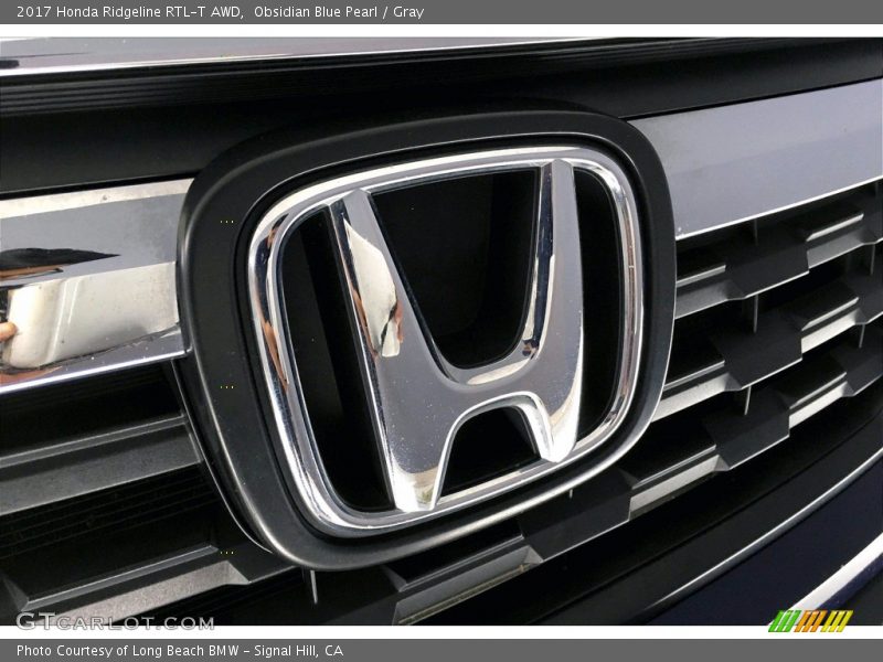 Obsidian Blue Pearl / Gray 2017 Honda Ridgeline RTL-T AWD