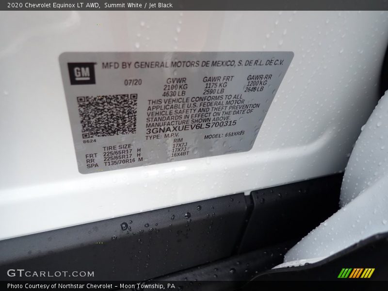 Summit White / Jet Black 2020 Chevrolet Equinox LT AWD