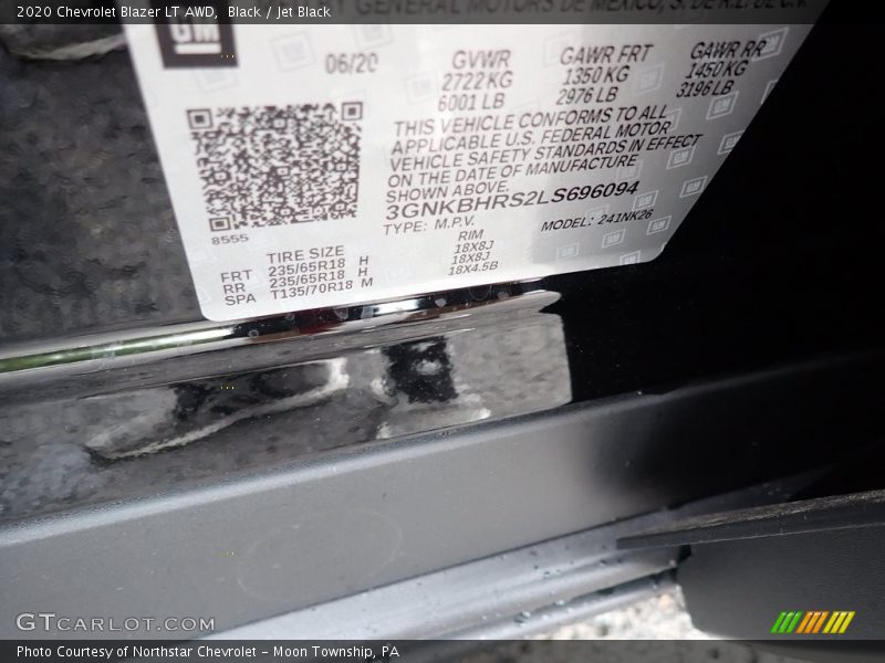 Black / Jet Black 2020 Chevrolet Blazer LT AWD
