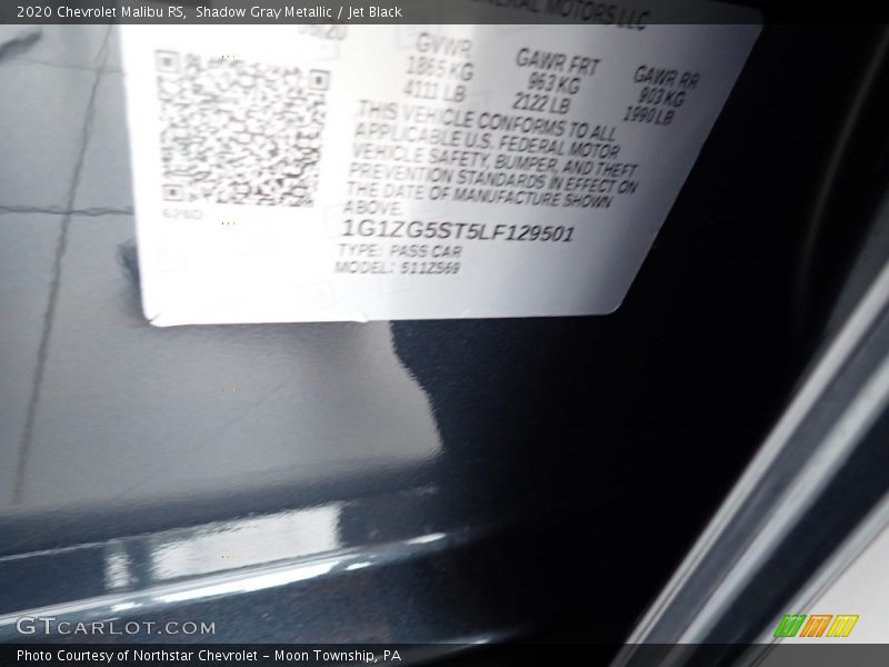 Shadow Gray Metallic / Jet Black 2020 Chevrolet Malibu RS