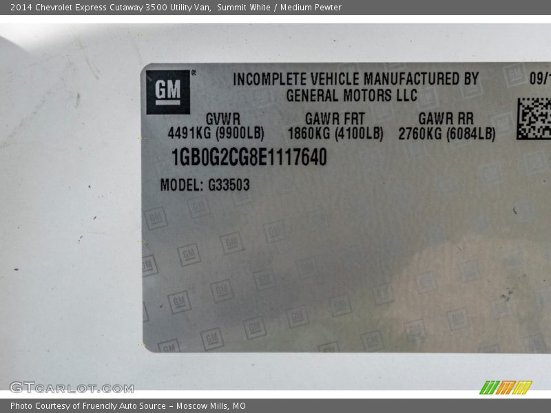 Summit White / Medium Pewter 2014 Chevrolet Express Cutaway 3500 Utility Van