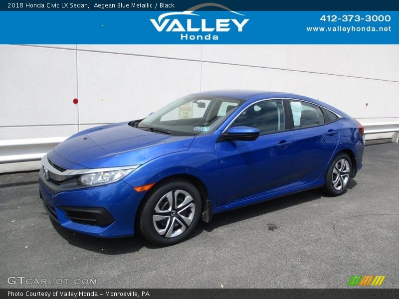 Aegean Blue Metallic / Black 2018 Honda Civic LX Sedan
