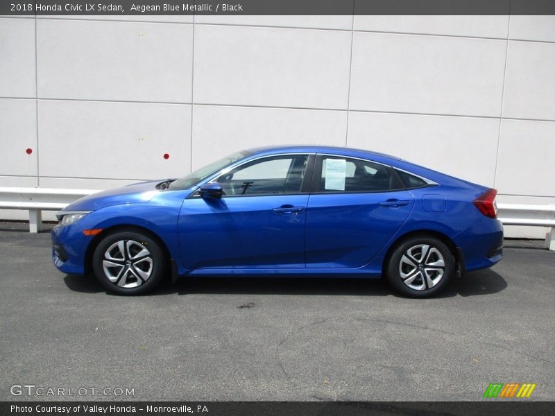 Aegean Blue Metallic / Black 2018 Honda Civic LX Sedan