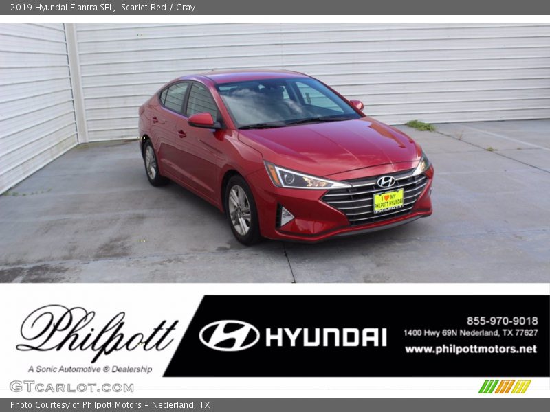 Scarlet Red / Gray 2019 Hyundai Elantra SEL