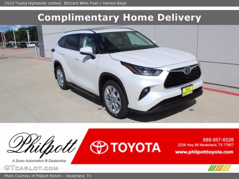 Blizzard White Pearl / Harvest Beige 2020 Toyota Highlander Limited