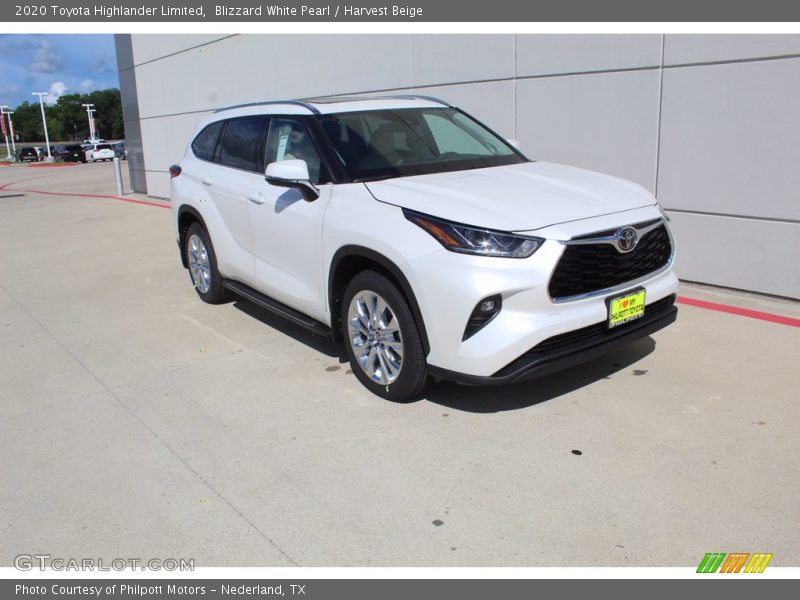 Blizzard White Pearl / Harvest Beige 2020 Toyota Highlander Limited