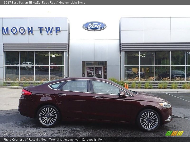 Ruby Red / Medium Light Stone 2017 Ford Fusion SE AWD
