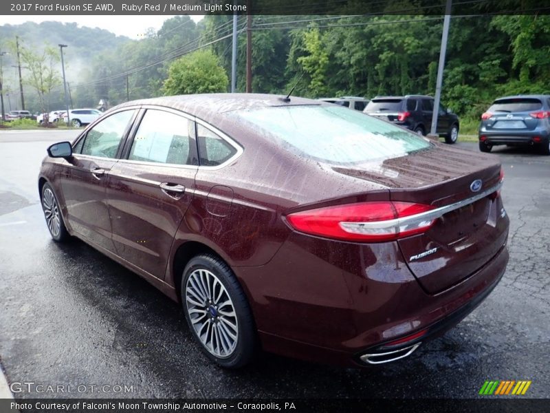 Ruby Red / Medium Light Stone 2017 Ford Fusion SE AWD