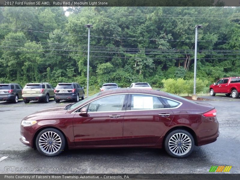 Ruby Red / Medium Light Stone 2017 Ford Fusion SE AWD