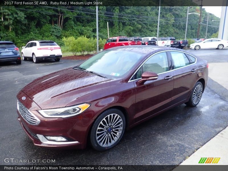Ruby Red / Medium Light Stone 2017 Ford Fusion SE AWD
