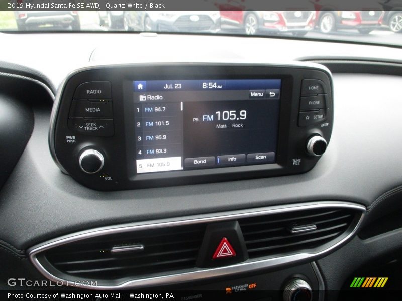 Quartz White / Black 2019 Hyundai Santa Fe SE AWD
