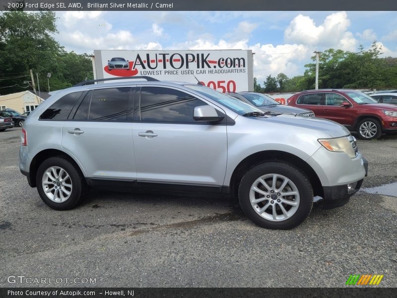 Brilliant Silver Metallic / Camel 2009 Ford Edge SEL AWD